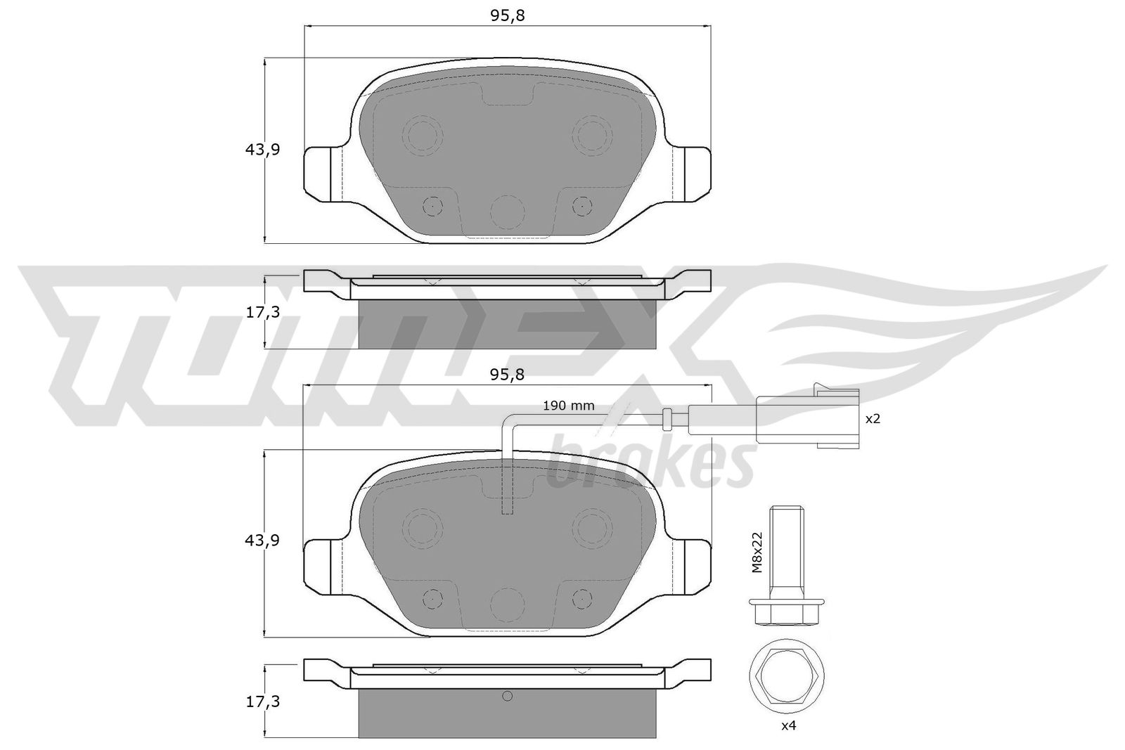 TOMEX TOM12703 fékbetét készlet, tárcsafék